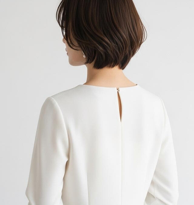 襟足すっきりの丸みシルエットが魅力のナチュラルショートボブ