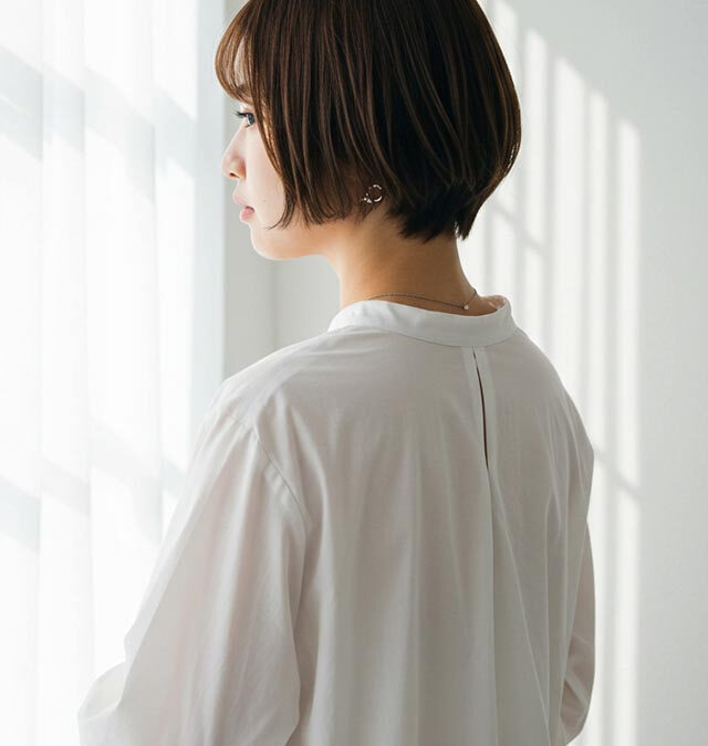 丸みのあるシルエットで、柔らかく女性らしい印象に仕上げた王道