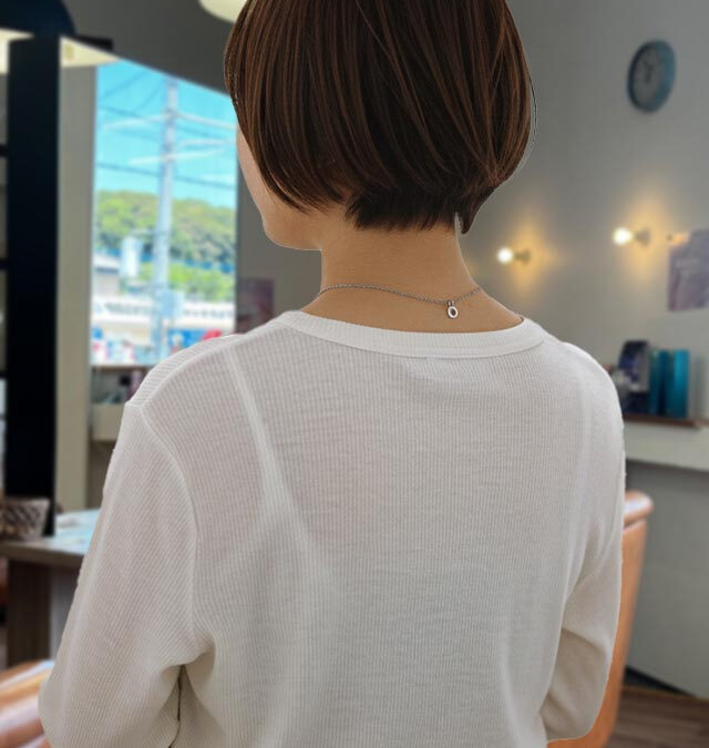 首すっきり丸みショートボブ