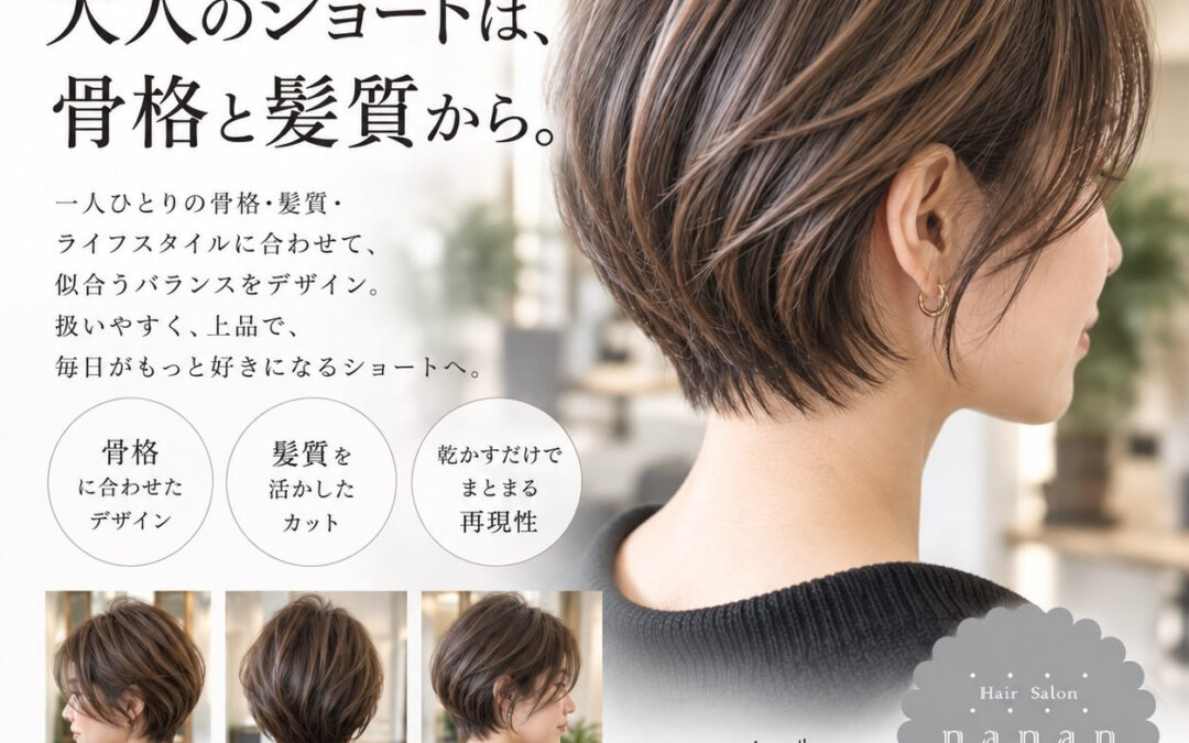 大人のショートは、骨格と髪質から